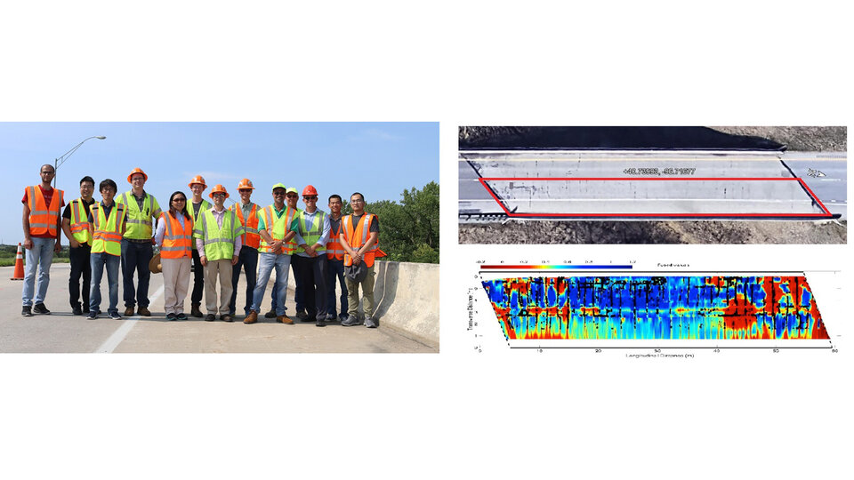 Students and faculty on-site for a bridge evaluation.